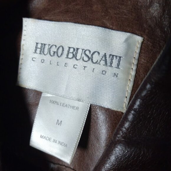 Hugo Buscati Leather Trucker Jacket Vintage Retro 70s Sz Med* Brown Snaps Lined - Picture 14 of 16